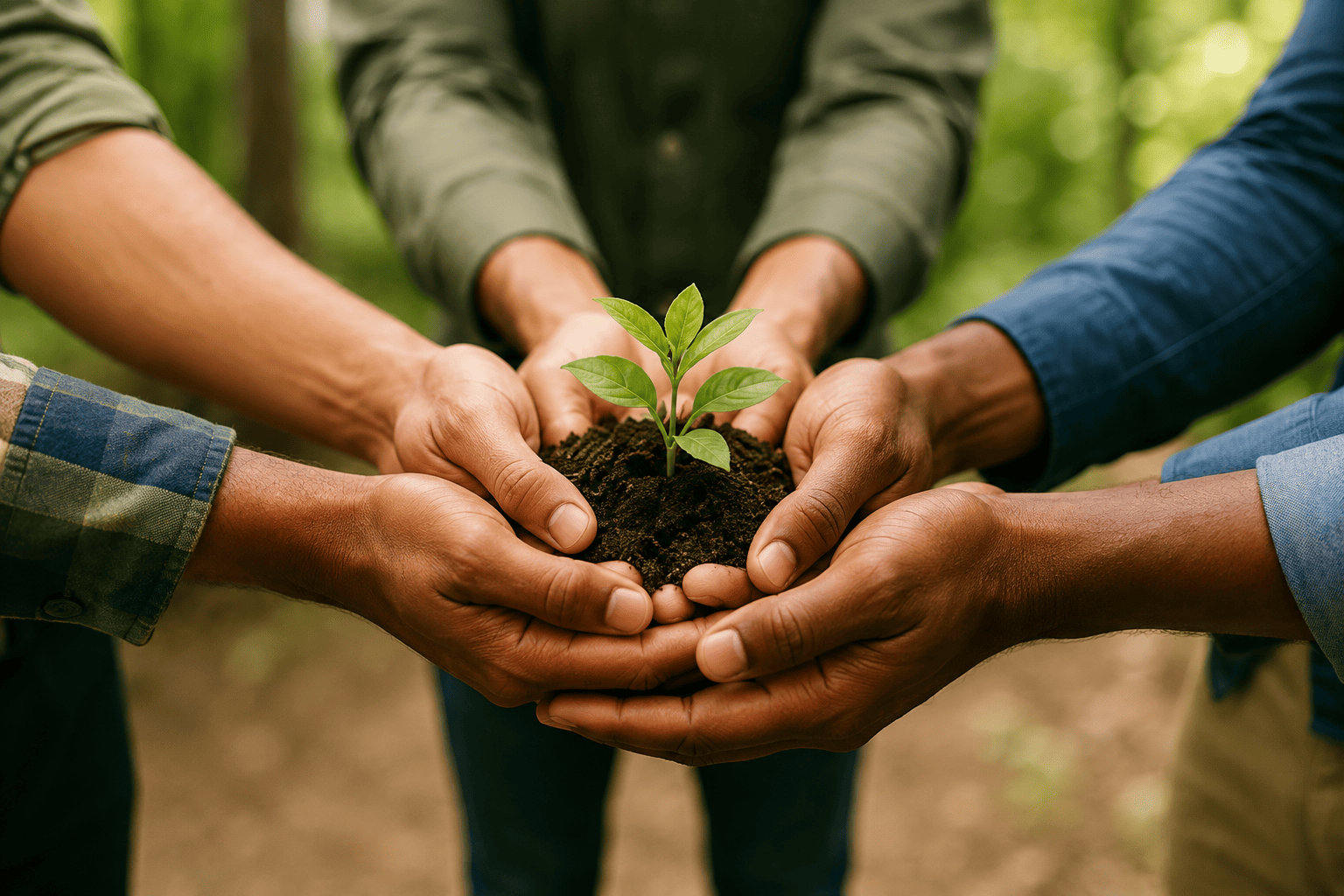 développement durable” — mains tenant une jeune